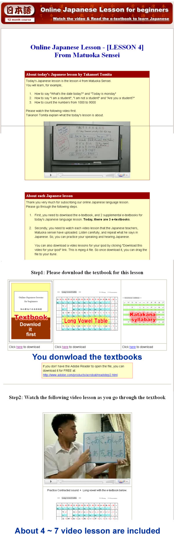 Online Japanese video lesson pictures
